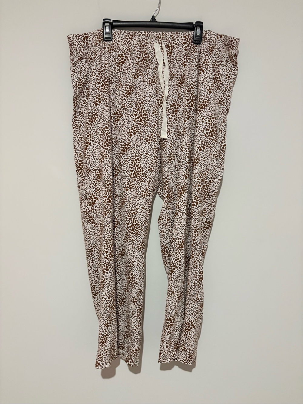 LANDS' END Pajama pants Pockets Leopard Print cream brown size 2X - Picture 2 of 8